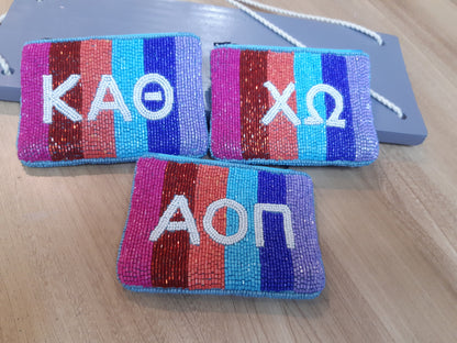 Sorority Happy Stripe Beaded Bag