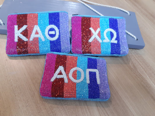 Sorority Happy Stripe Beaded Bag